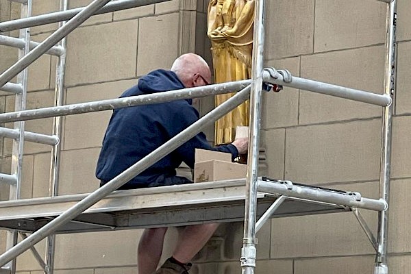 Re-gilding our Lancashire Madonna Statue