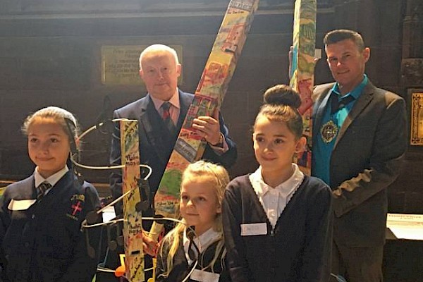 First Prize: St George's Central Primary School, Wigan. Also in the photograph is the Lord Lieutenant of Greater Manchester, Warren Smith and Manchester’s Deputy Lord Mayor, Councillor Carl Austin